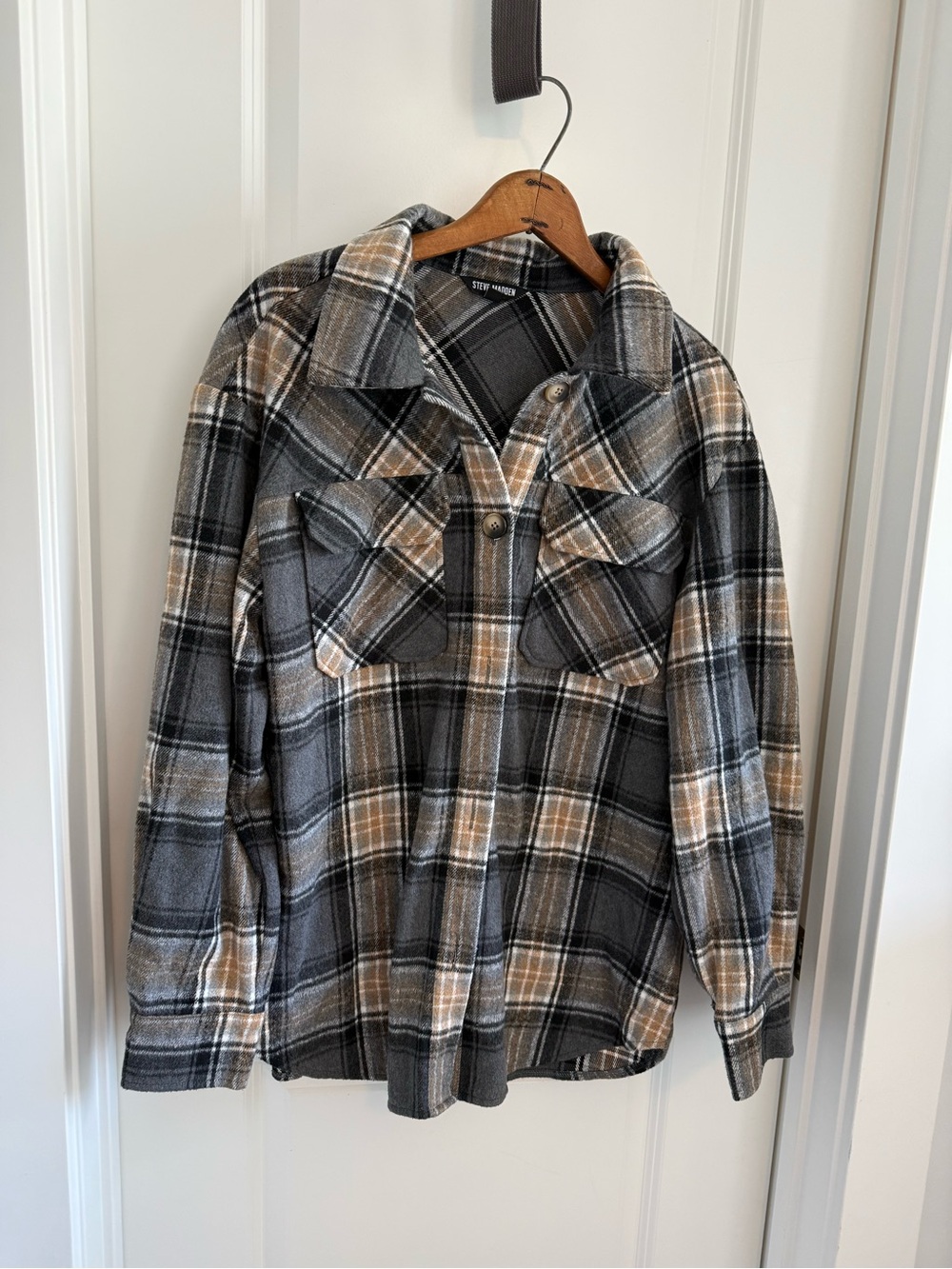 Steve Madden Plaid Flannel Button-Up Shirt